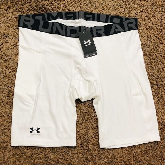 New Under Armour Mens HeatGear Compression Shorts Baseball Base Layer White 3XL - Picture 2 of 7